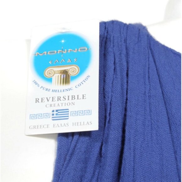 NWT MONNO Grecian Cotton Gauze Blue Greek Key Reverisble Sleeveless Dress /710 - Picture 12 of 12